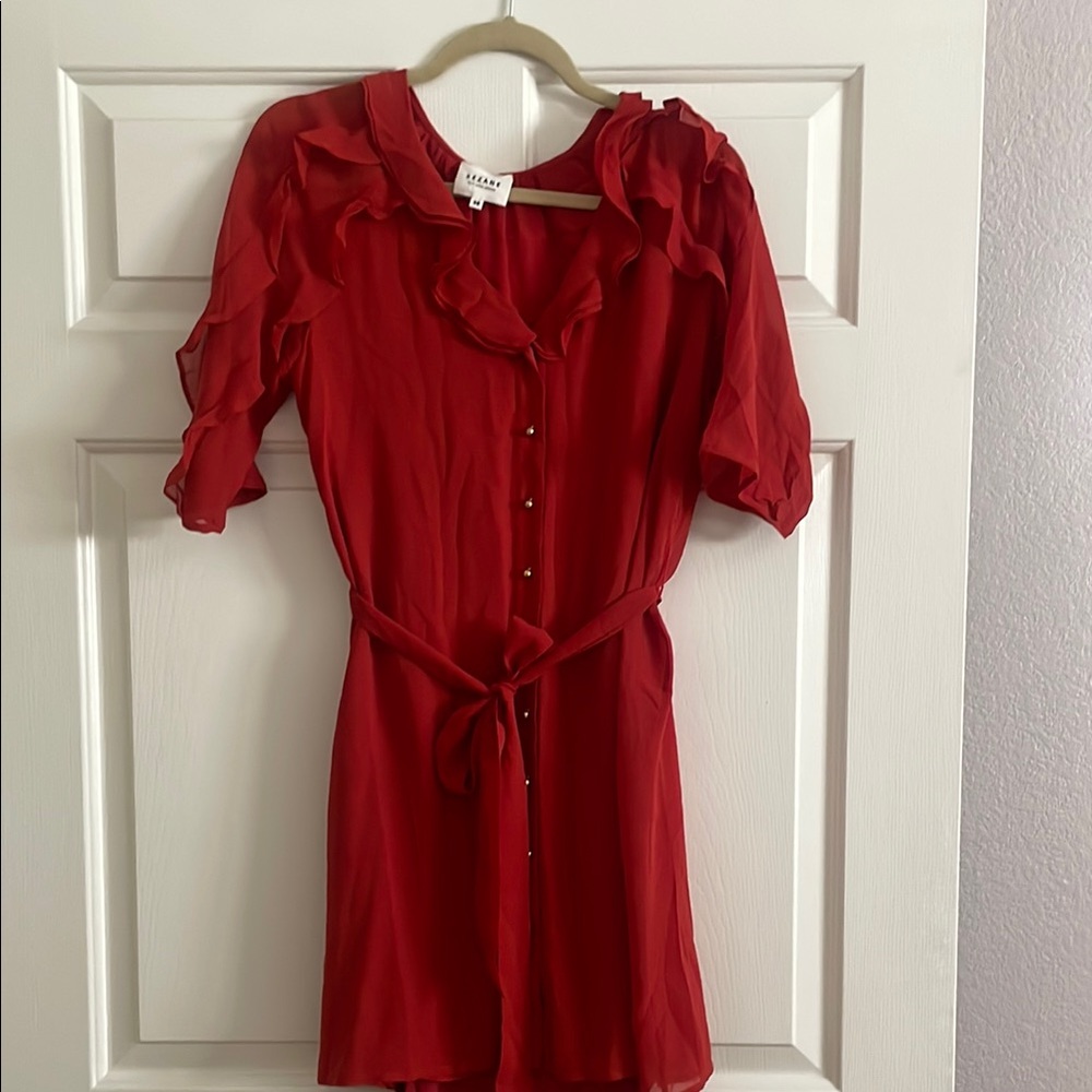 Sézane Red Ruffled Dress
